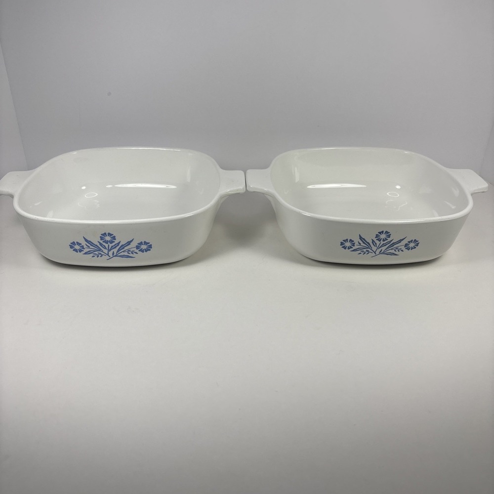 Corning Ware Blue Cornflower P-1-B 1 Qt Casserole Dish Set of 2 Vintage NO LIDS
